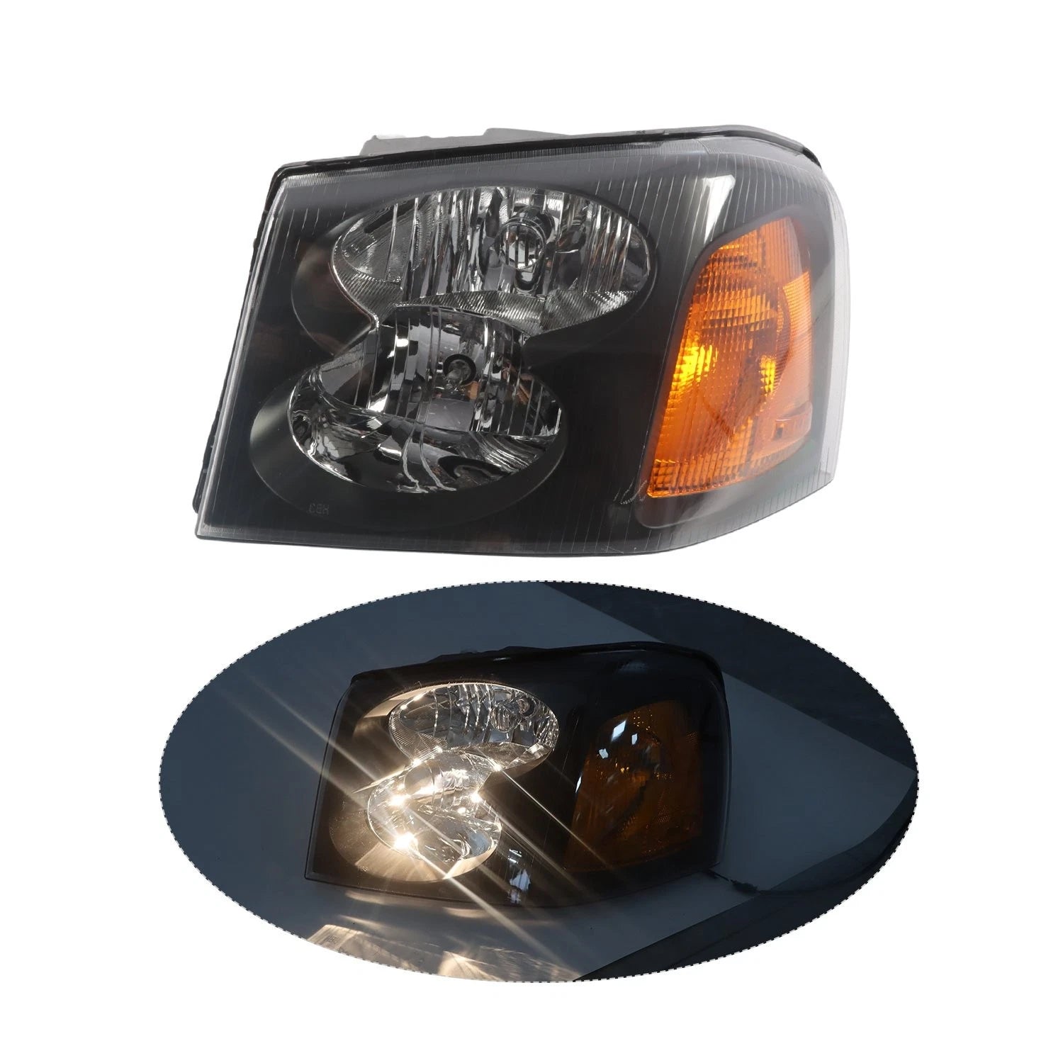 Set of 2 Black Headlights for GMC Envoy XL (2002–2009)