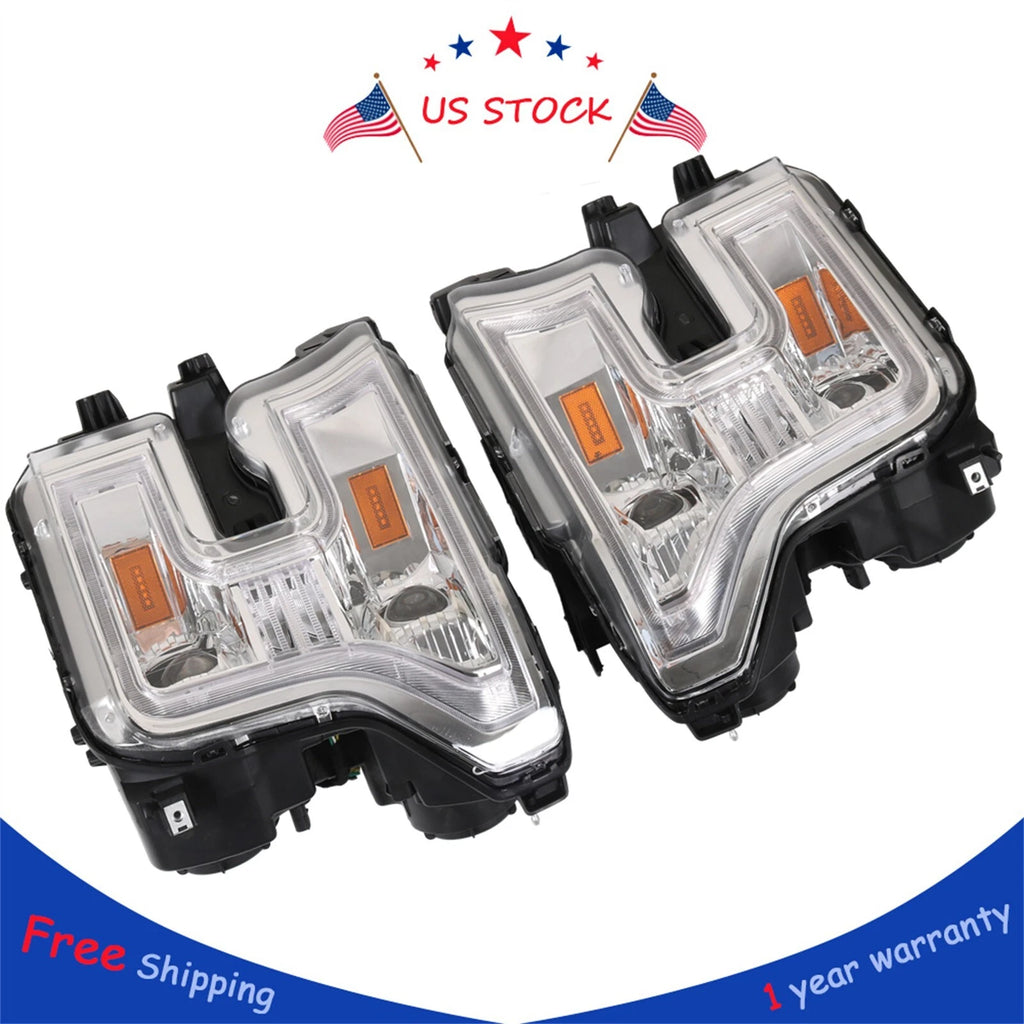Chrome LED Dual Projector Headlights for Ford F150 (2015–2017)