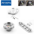JDM Silver Engine Oil Filler Cap + Radiator Cap + Battery Tie Down for Honda