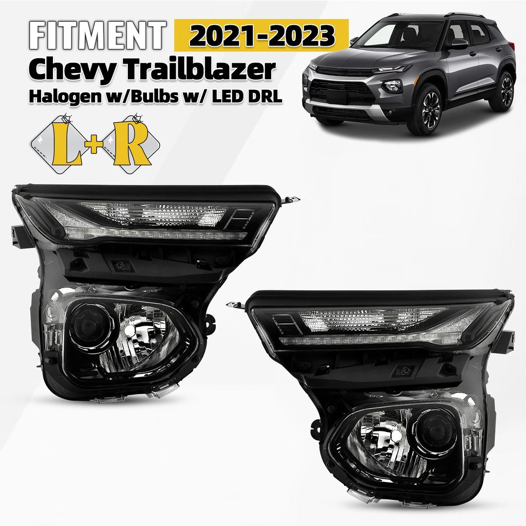 Halogen Headlight Set with LED DRL for Chevy Trailblazer (2021–2023)