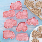 8 Piece Cookie Cutters Set for Construction Vehicles (Baking Tool)