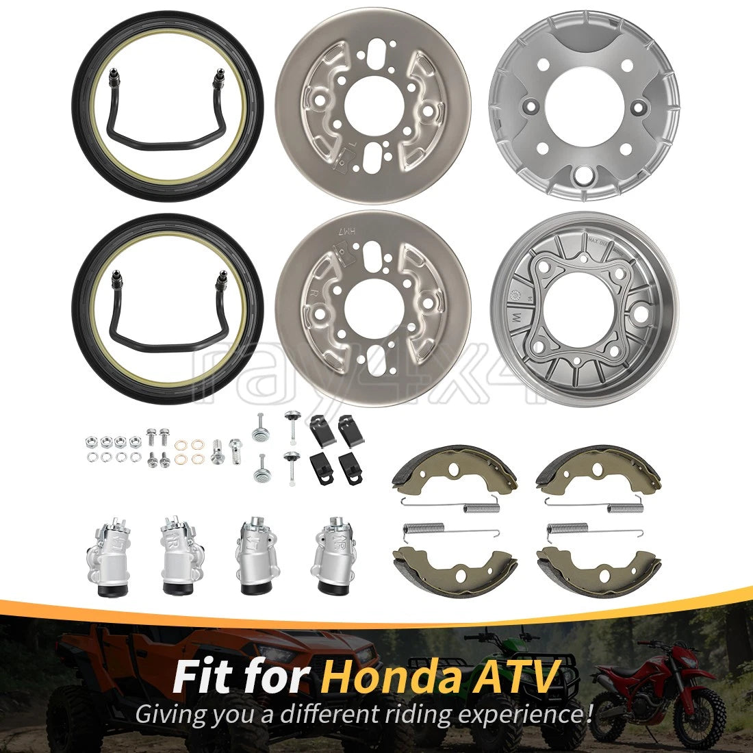 Front Brake Drums Plate Shoes Kit for Honda Foreman 400 TRX400FW (1995–1998)