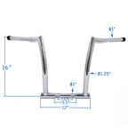 16" Chrome Fat Chizeled Handlebar for Harley Softail (2018–Present) & Road King (1995–Present)