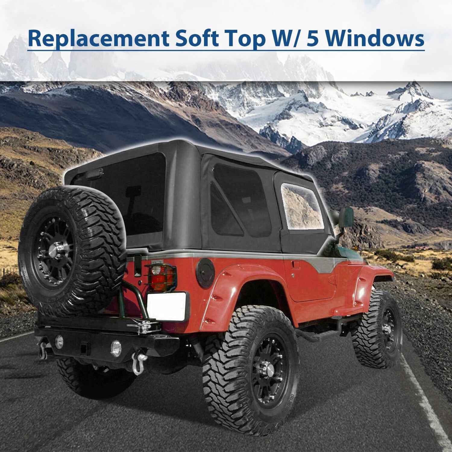 Soft Top + Upper Skins Set w/ 5 Windows for Jeep Wrangler TJ (1997–2006)
