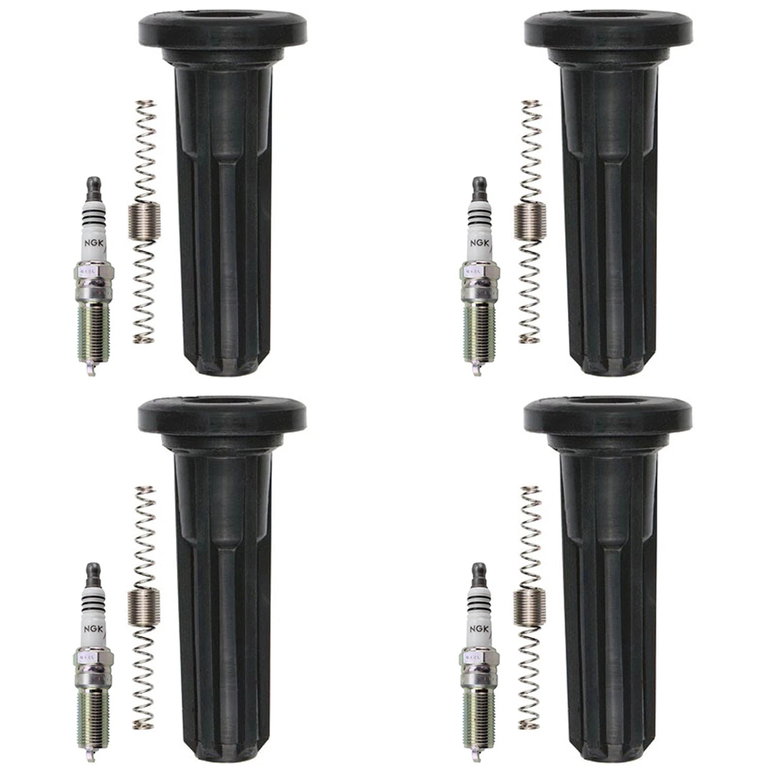 Set of 4 NGK Iridium IX Spark Plugs & Denso Coil Boots for Colorado Canyon (2004–2012)