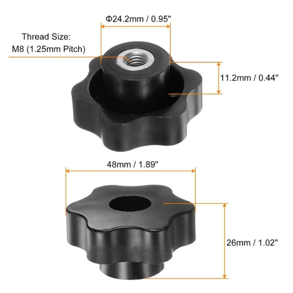 Set of 4 Star Knobs for Universal Applications (M8 Thread, 48mm, 38mm)