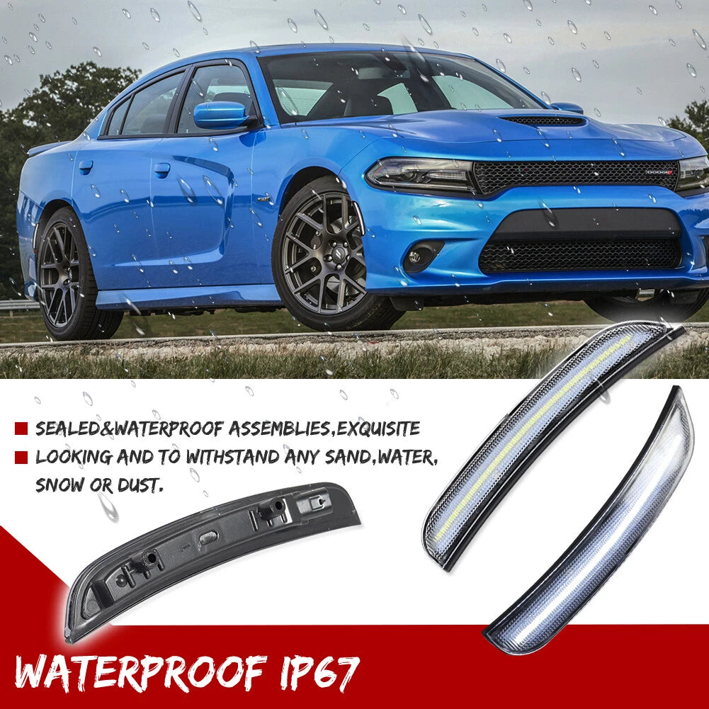 Set of 4 Clear White LED Side Marker Lights for Dodge Charger (2015–2023)