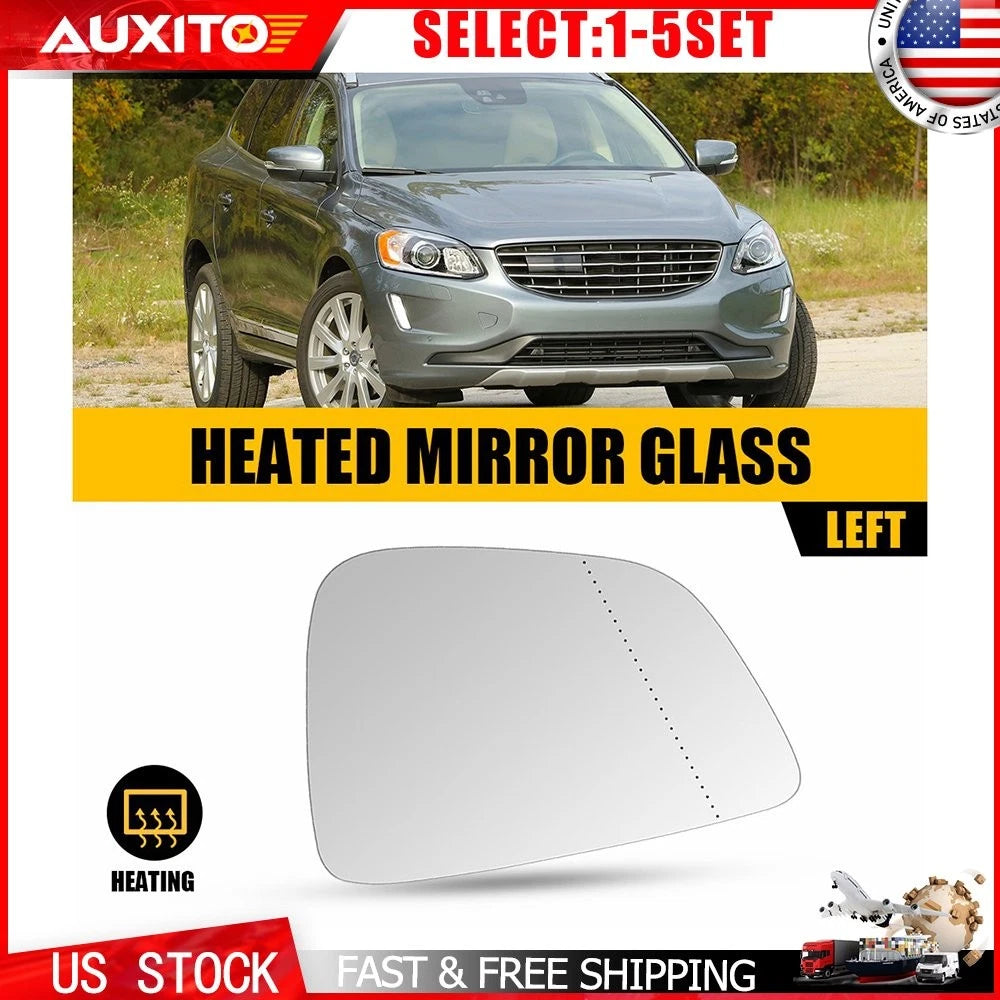 Driver Side Heated Mirror Glass with Backing Plate for Volvo XC60 (2010–2017)