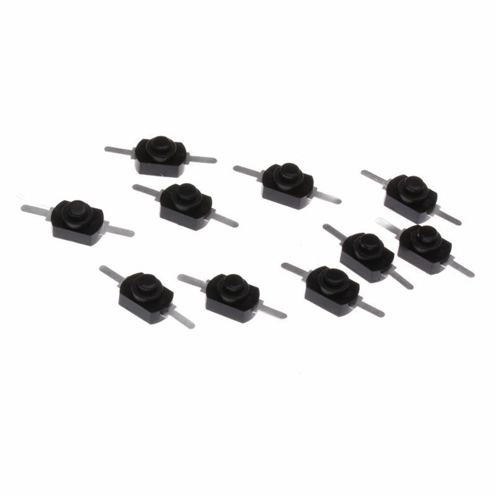 10X Push On Off Switch for Automotive Applications (1A 30V) Black/Silver