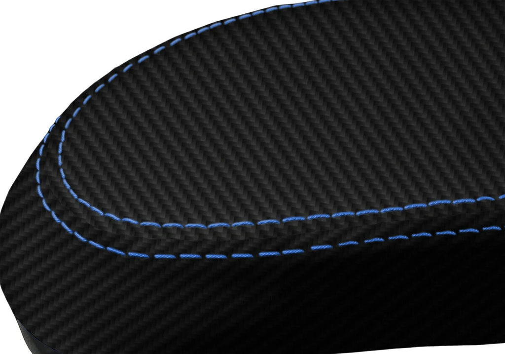 Carbon Fiber Console Lid Armrest Cover for Ford Focus (2000–2007) Blue Stitch