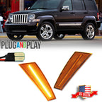 2X Amber Lens LED Front Bumper Side Marker Light for Jeep Liberty (2008–2012)
