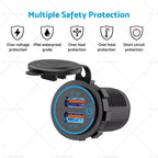 Dual QC3.0 USB Fast Charger Adapter for 12V Car Cigarette Lighter Socket