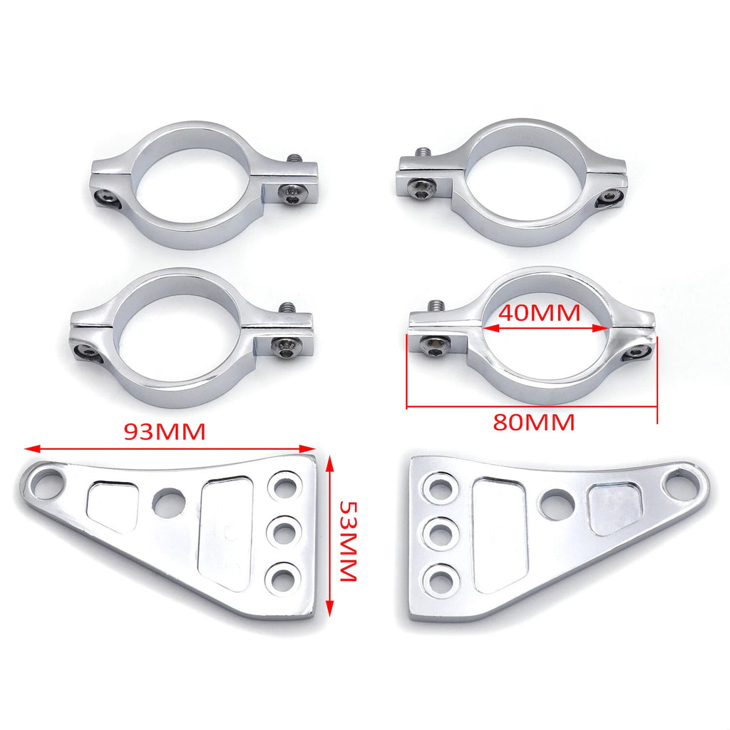 2X Billet Aluminum Headlight Fork Mounting Brackets for 41mm Forks (2010–2023)