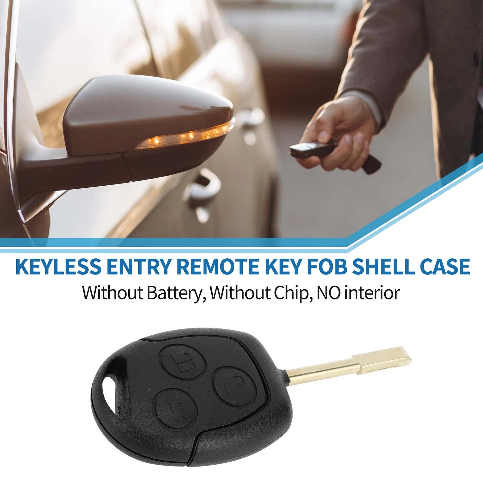 3 Button Keyless Entry Remote Fob Key Shell Case for Ford C-Max (2003–2008)