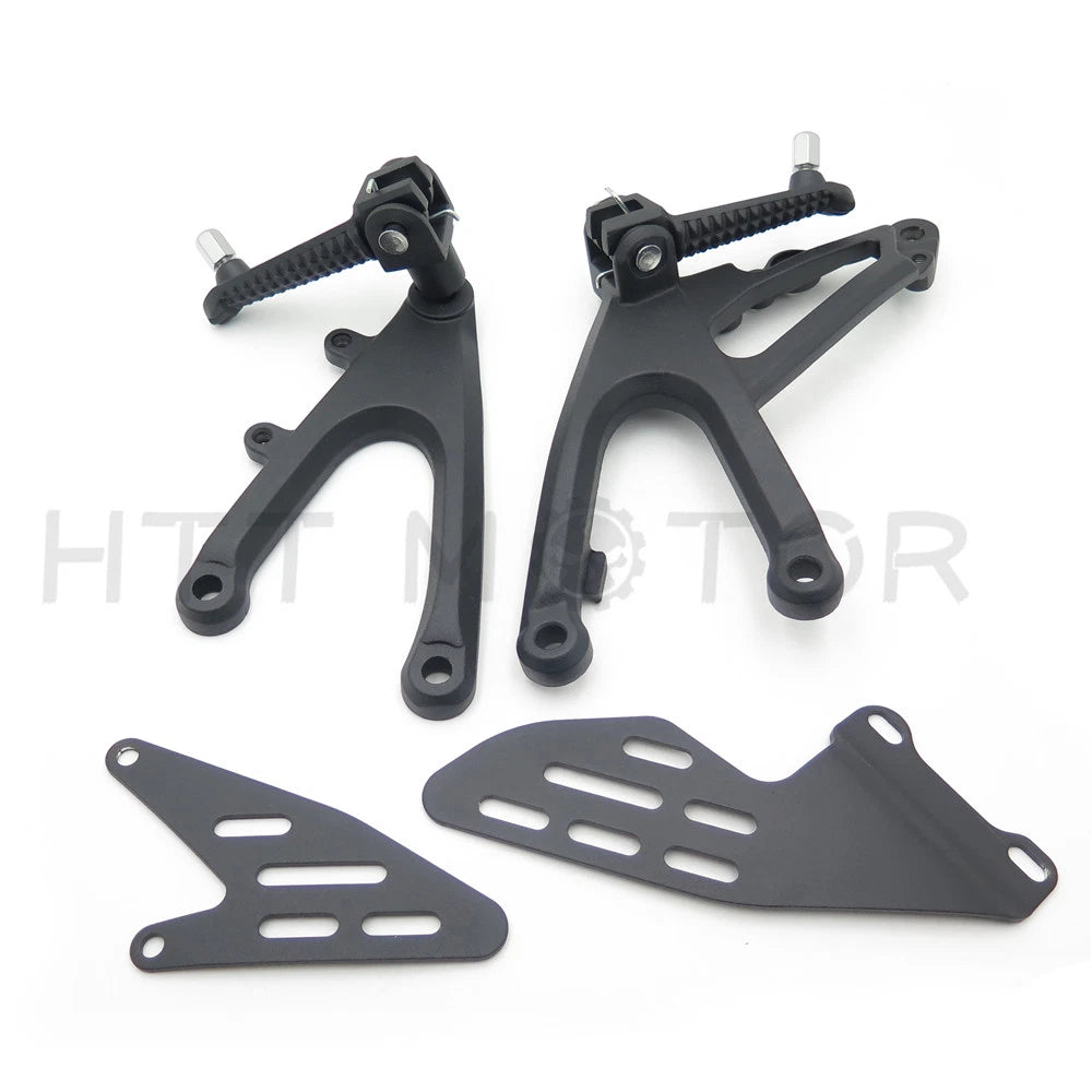 Set of 2 Black Front Rider Foot Pegs Bracket Kit for Yamaha YZF R1 (2007–2008)