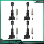 Set of 4 Ignition Coils & 4 Spark Plugs for Volvo S60 S80 S90 V60 V90 XC40 XC70 XC90 (2010–2023)