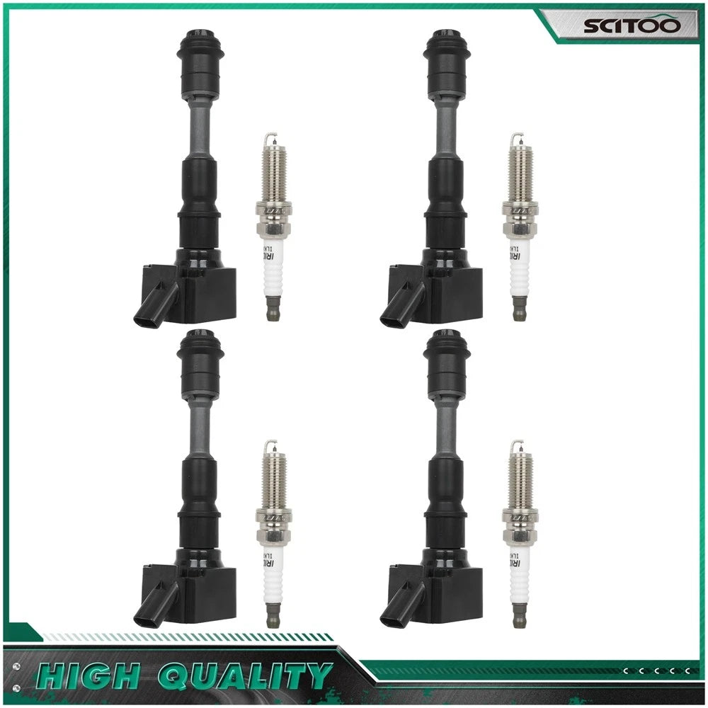 Set of 4 Ignition Coils & 4 Spark Plugs for Volvo S60 S80 S90 V60 V90 XC40 XC70 XC90 (2010–2023)