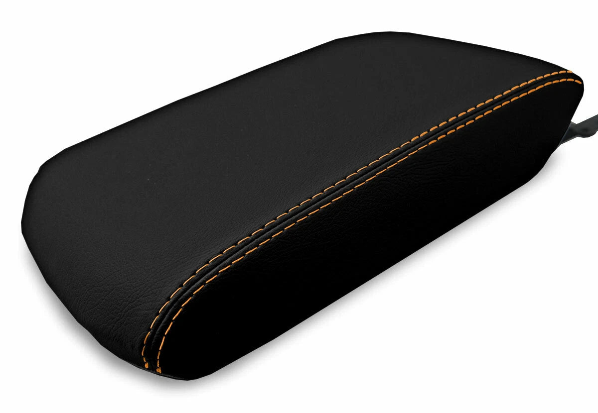 Leather Console Lid Armrest Cover for Toyota 4Runner (2010–2019) Orange Stitch