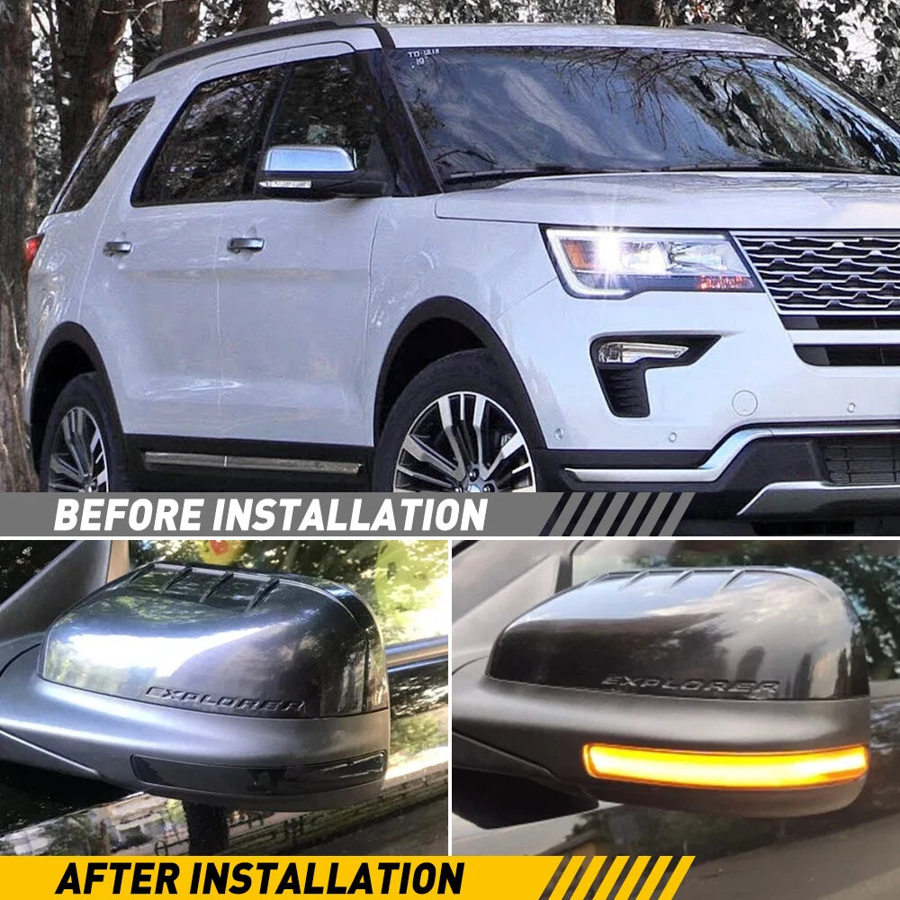 Sequential LED Smoked Side Mirror Turn Signal Lights for Ford Explorer (2011–2019)