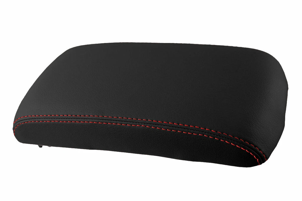 Console Lid Pull Over Cover Leather for Nissan Rogue (2008–2013) Red Stitch