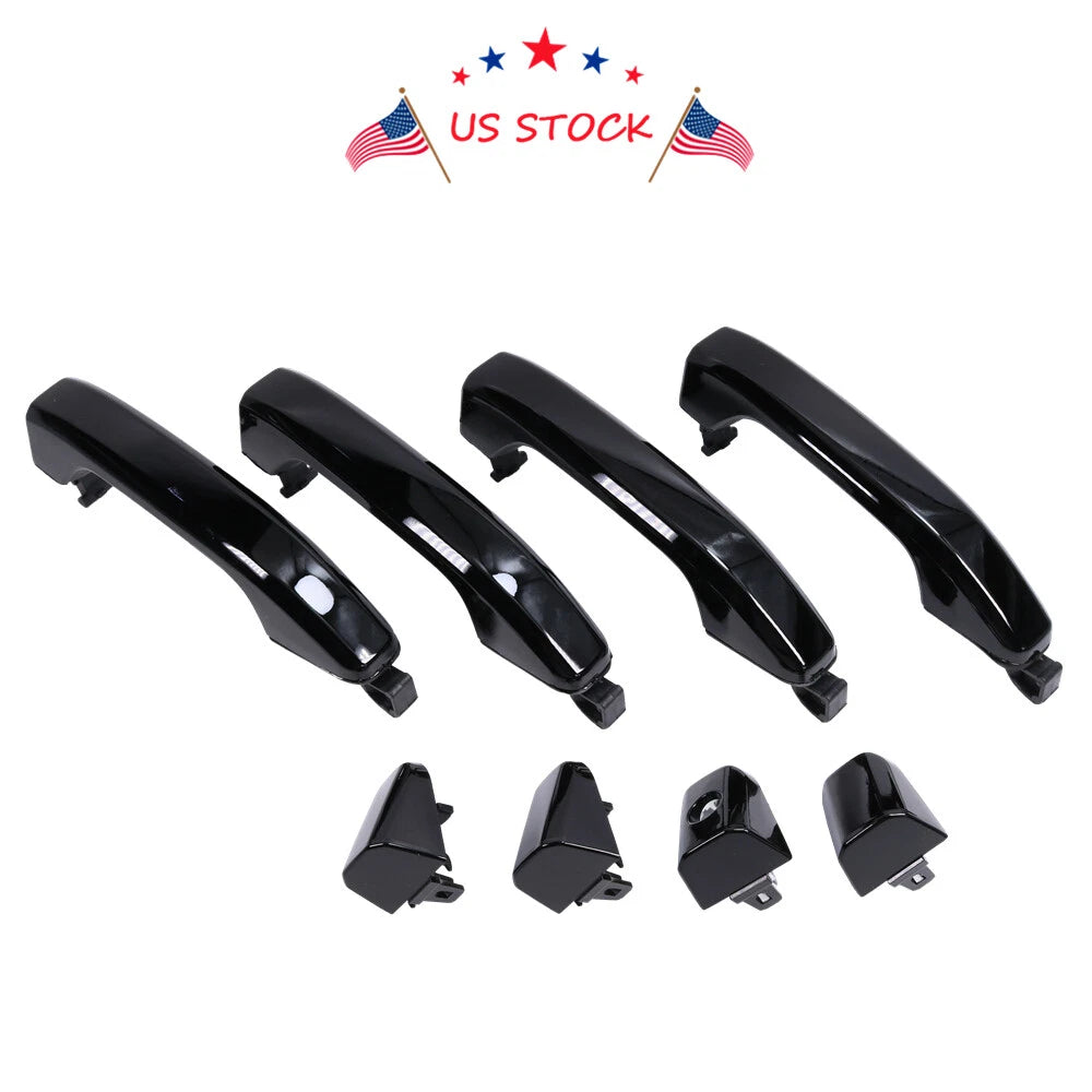 Set of 4 Door Handles for Silverado Sierra (2014–2018) Gloss Black Painted