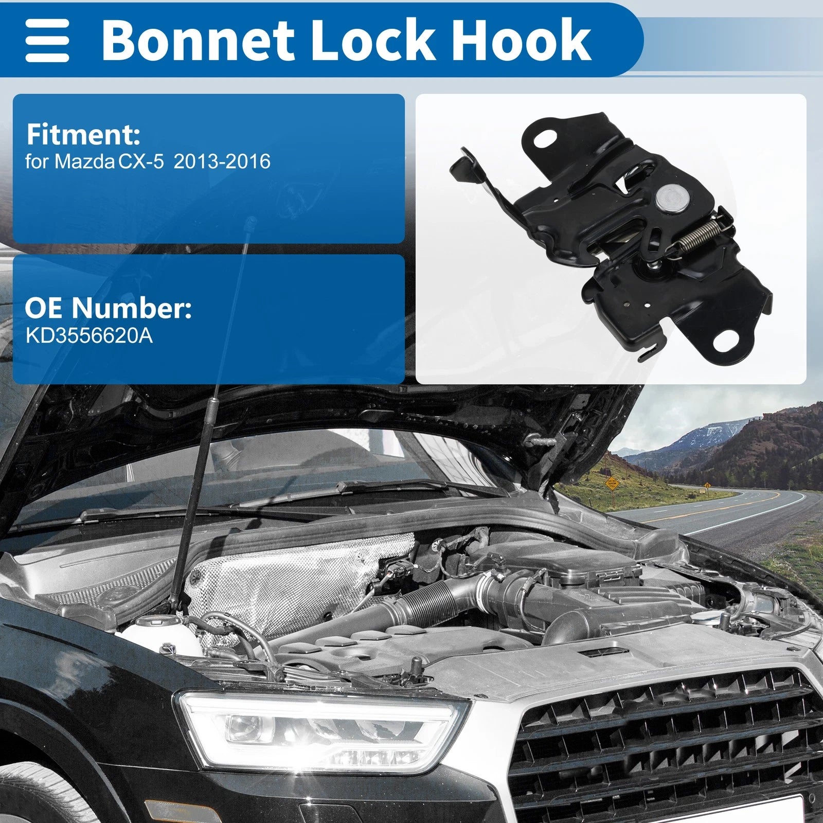 Hood Latch Assembly for Mazda CX-5 (2013–2016) No.KD3556620A