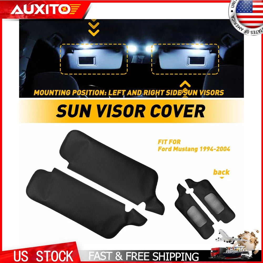 Sun Visor Replacement Cover Set of 2 for Ford Mustang (1994–2004) Black