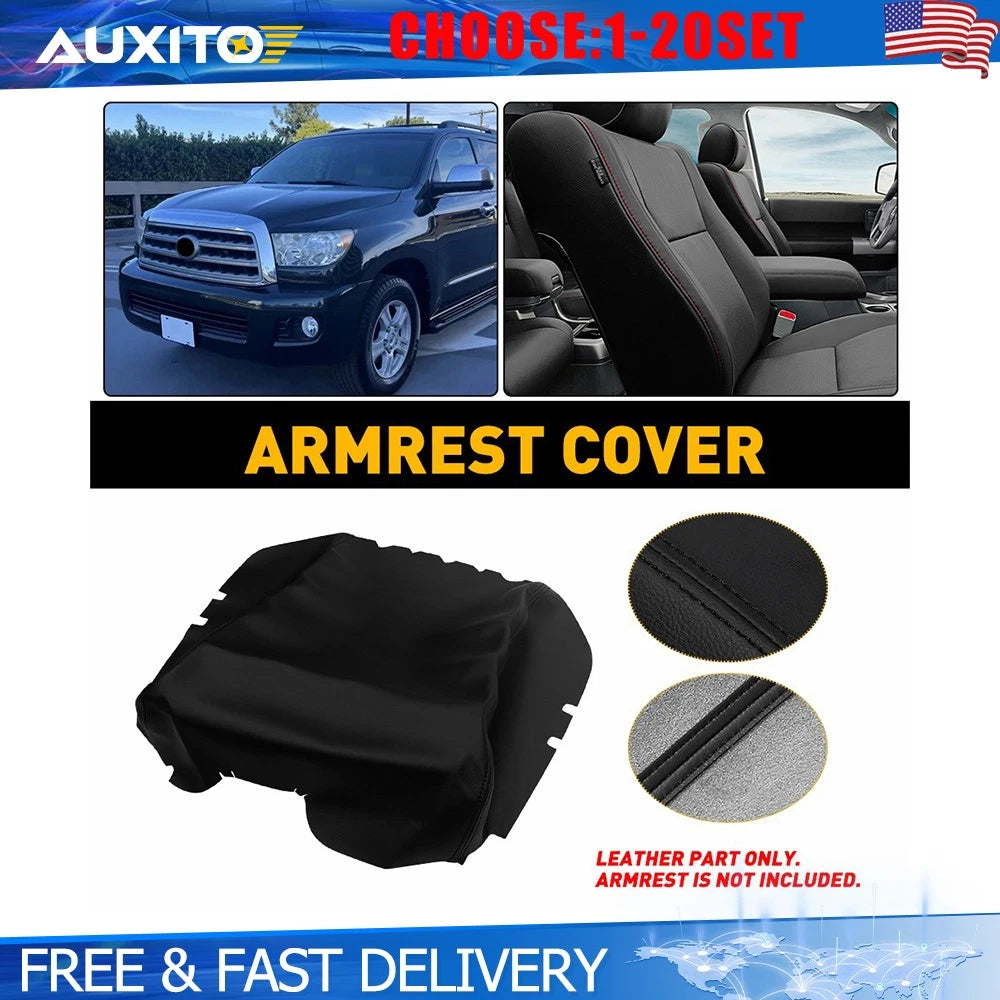 Front Center Console Leather Cover for Toyota Tundra (2007–2013) Sequoia (2008–2022)