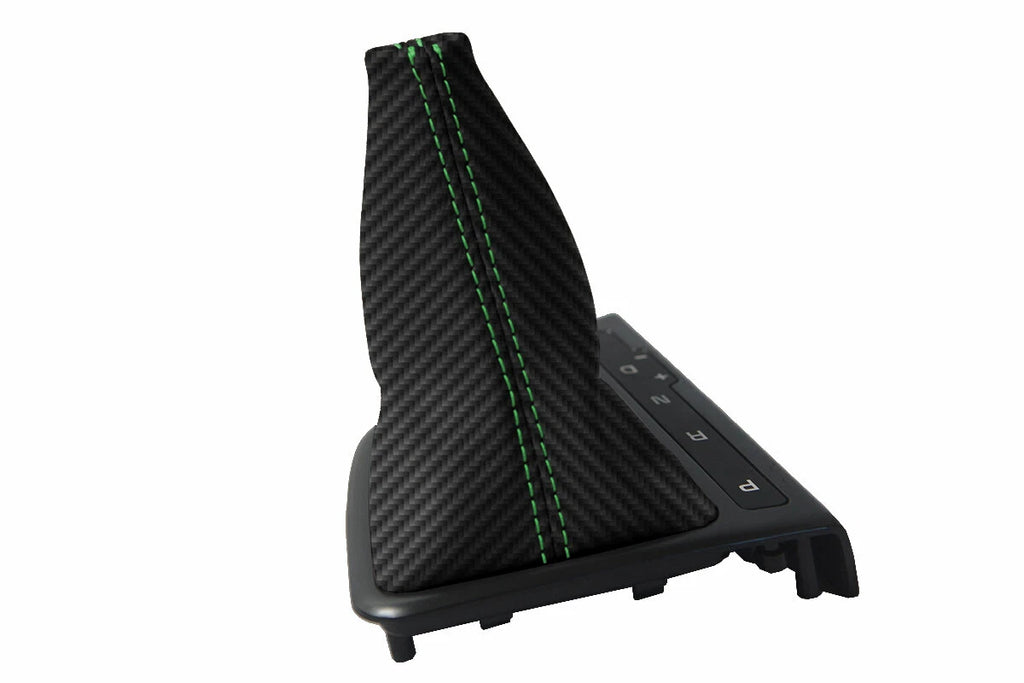 Automatic Shift Boot Cover for Kia Optima (2011–2015) Carbon Fiber Green Stitch