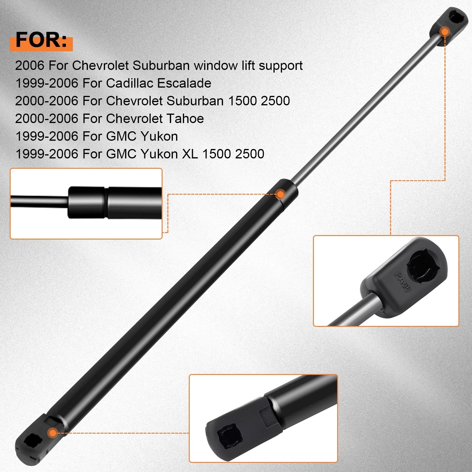 Set of 2 Rear Window Gas Lift Supports for GMC Yukon & Chevrolet Suburban