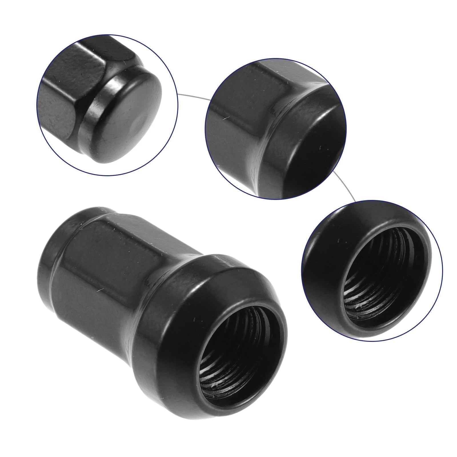 Set of 12 M12x1.5 Wheel Hub Lug Nuts for Honda Chevy Nissan Black