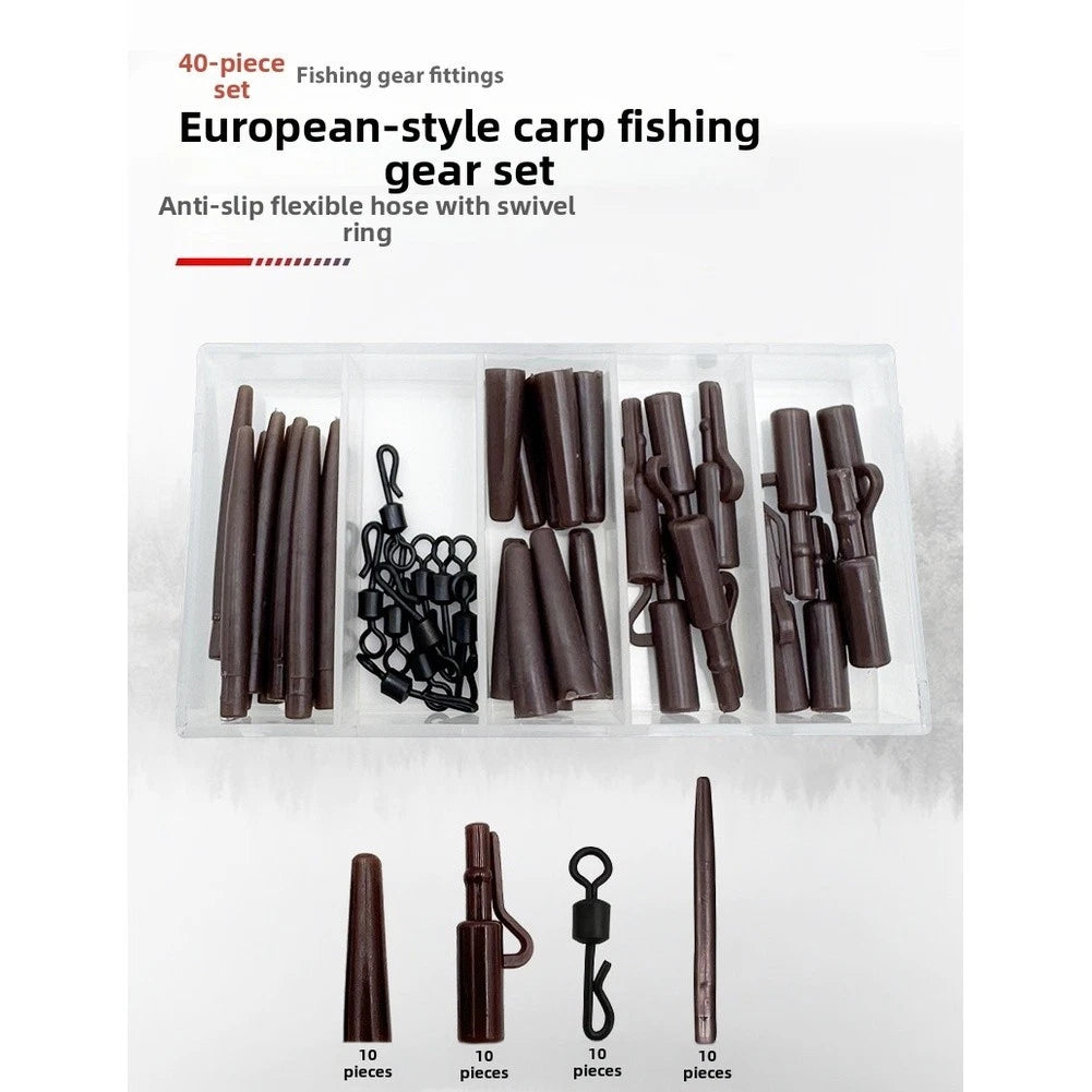 40PCS Carp Fishing Equipment Set with Rubber Hose and Q Swivels