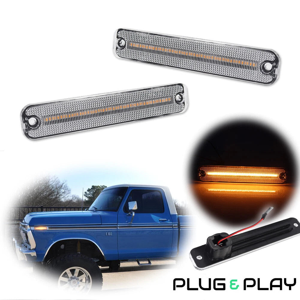Front Side Marker Light Clear Lens Amber for Ford F100 F150 F250 (1978–1979)