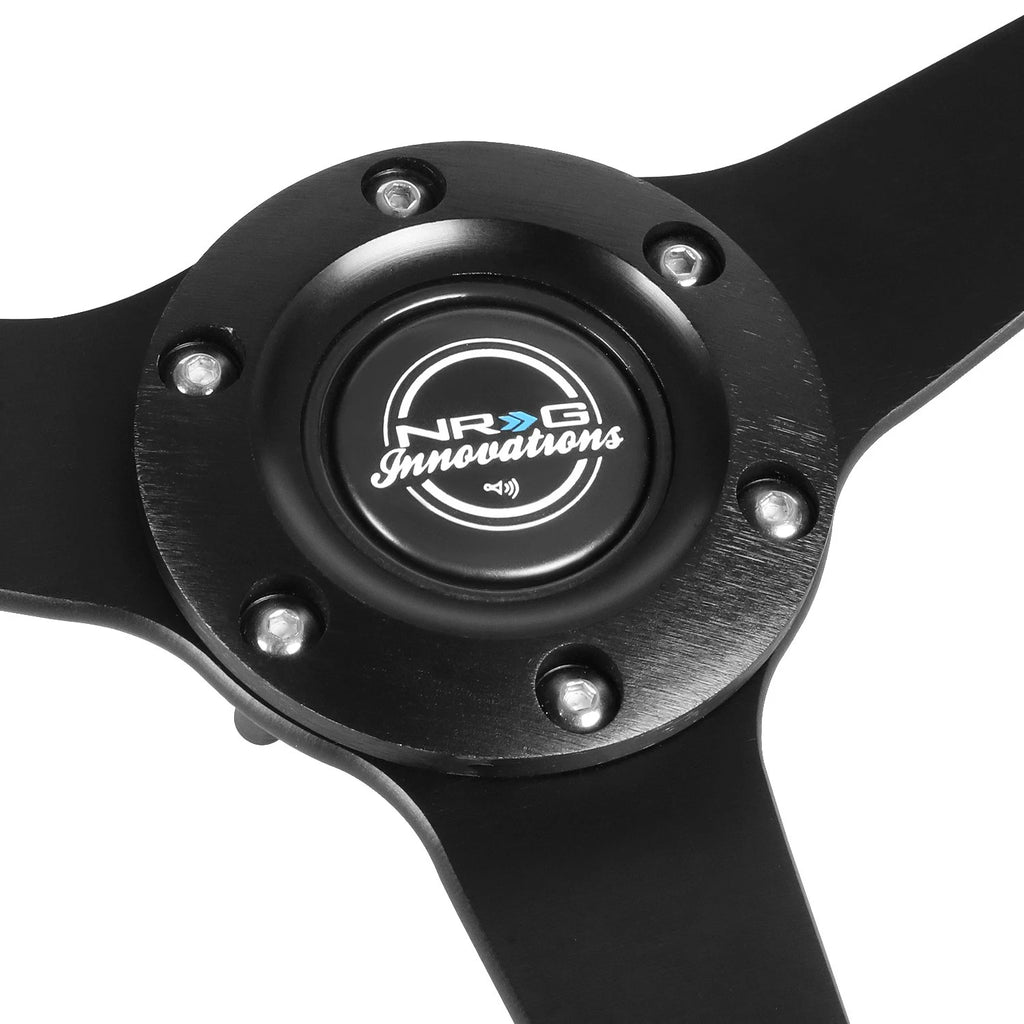 NRG 350mm Black Deep Dish Racing Steering Wheel for Universal Fit (1" Deep)