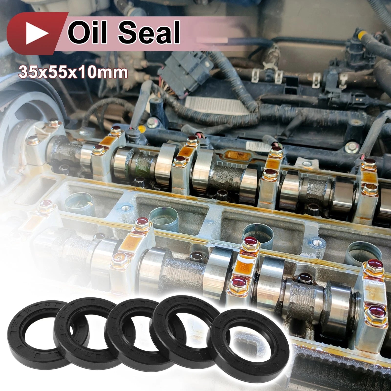 Set of 5 Rotary Shaft Oil Seals 35x55x10mm Nitrile Rubber 672668828755