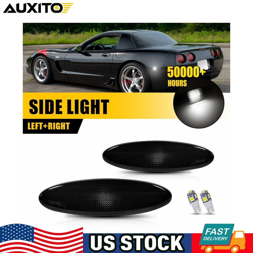 Pair Smoked Rear Side Marker Light Housing Lens for Chevy Corvette C5 (1997–2004)