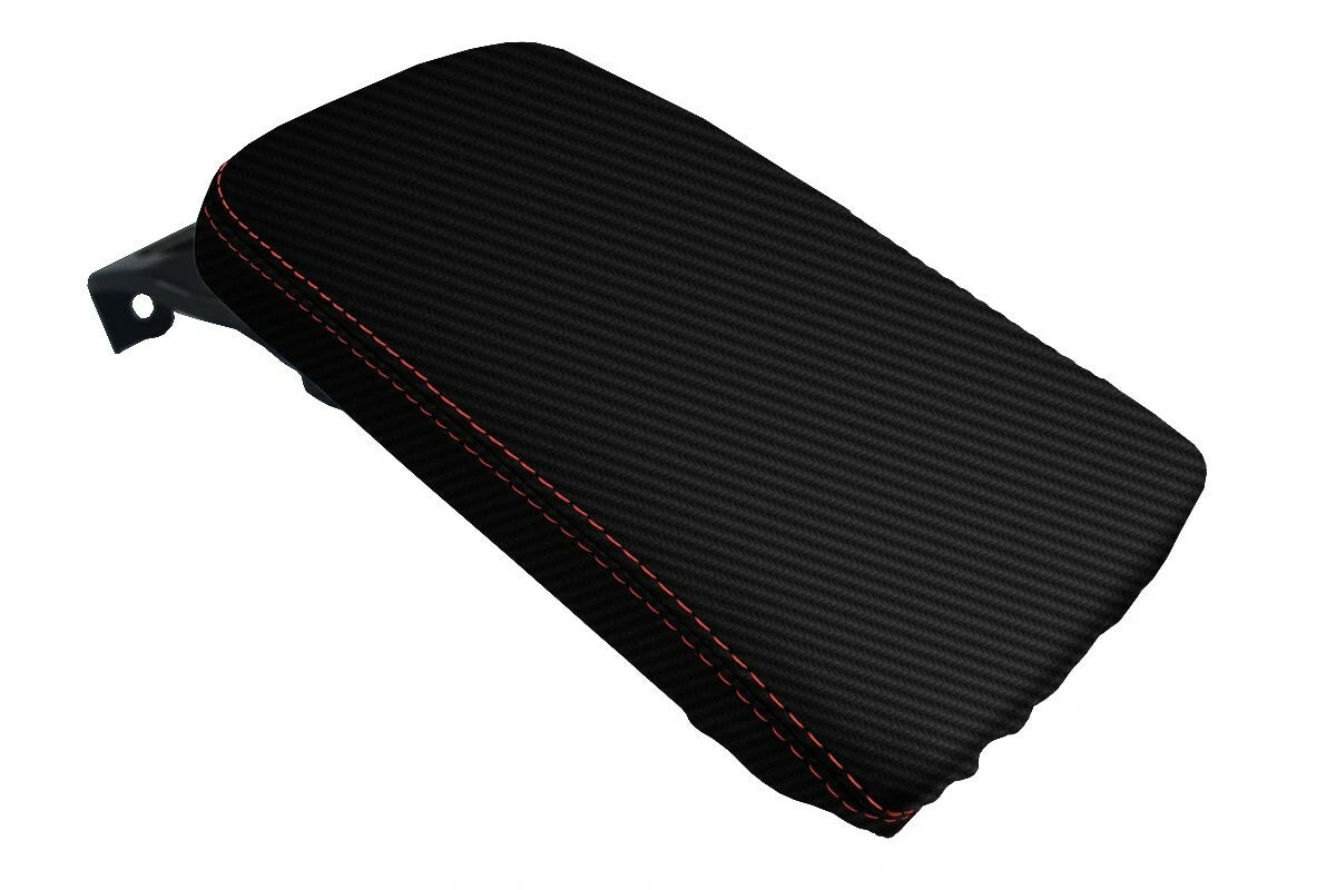 Console Lid Armrest Cover for Lexus CT200H (2011–2016) Carbon Fiber Red Stitch