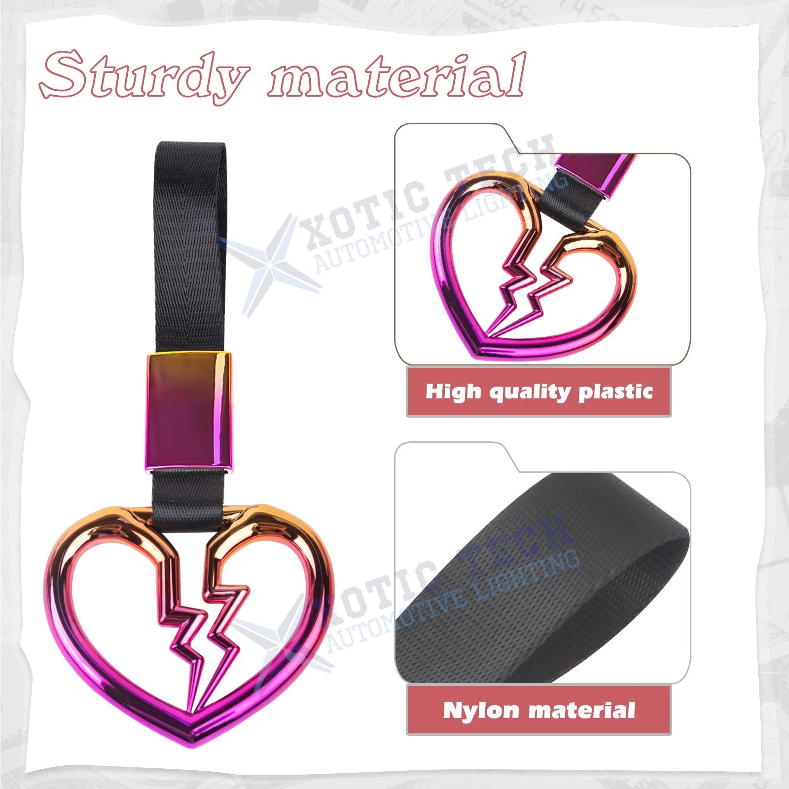 Iridescent Tsurikawa Broken Heart Japan Car Hanger Charm for Drift Handle (-)