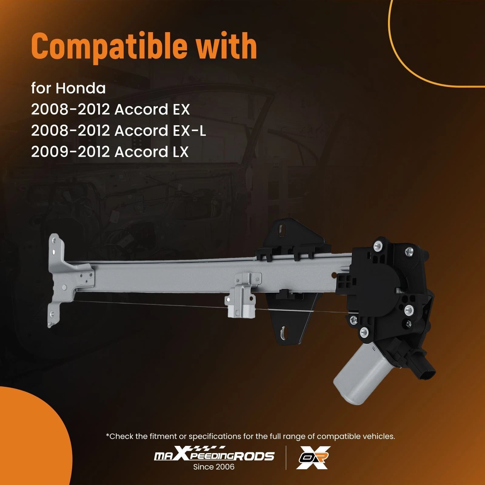 Rear Right Power Window Regulator with Motor for Honda Accord (2008–2012)