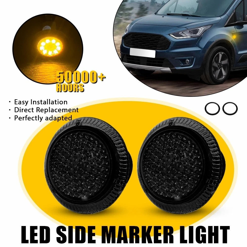 2X Smoked Amber LED Side Marker Repeater Light for Ford Transit Connect (2010–2021)