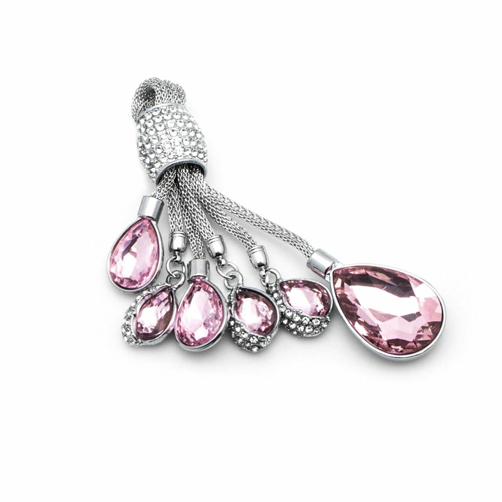 Pink Crystal Diamond Water-Drop Hanging Keychain for Ram (2011-2024)