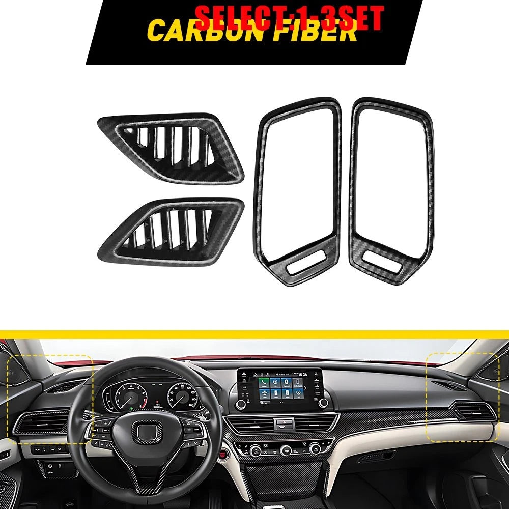 Set of 4 Dashboard Air Vent Outlet Covers for Honda Accord (2018–2022) Carbon Fiber Trim