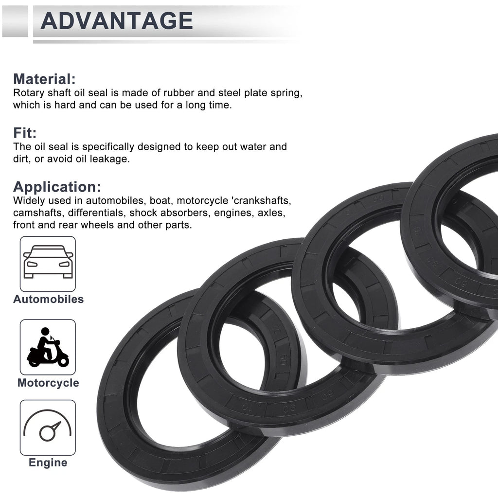 Set of 5 Oil Seal Rotary Shaft Seal NBR Rubber 60x90x10mm