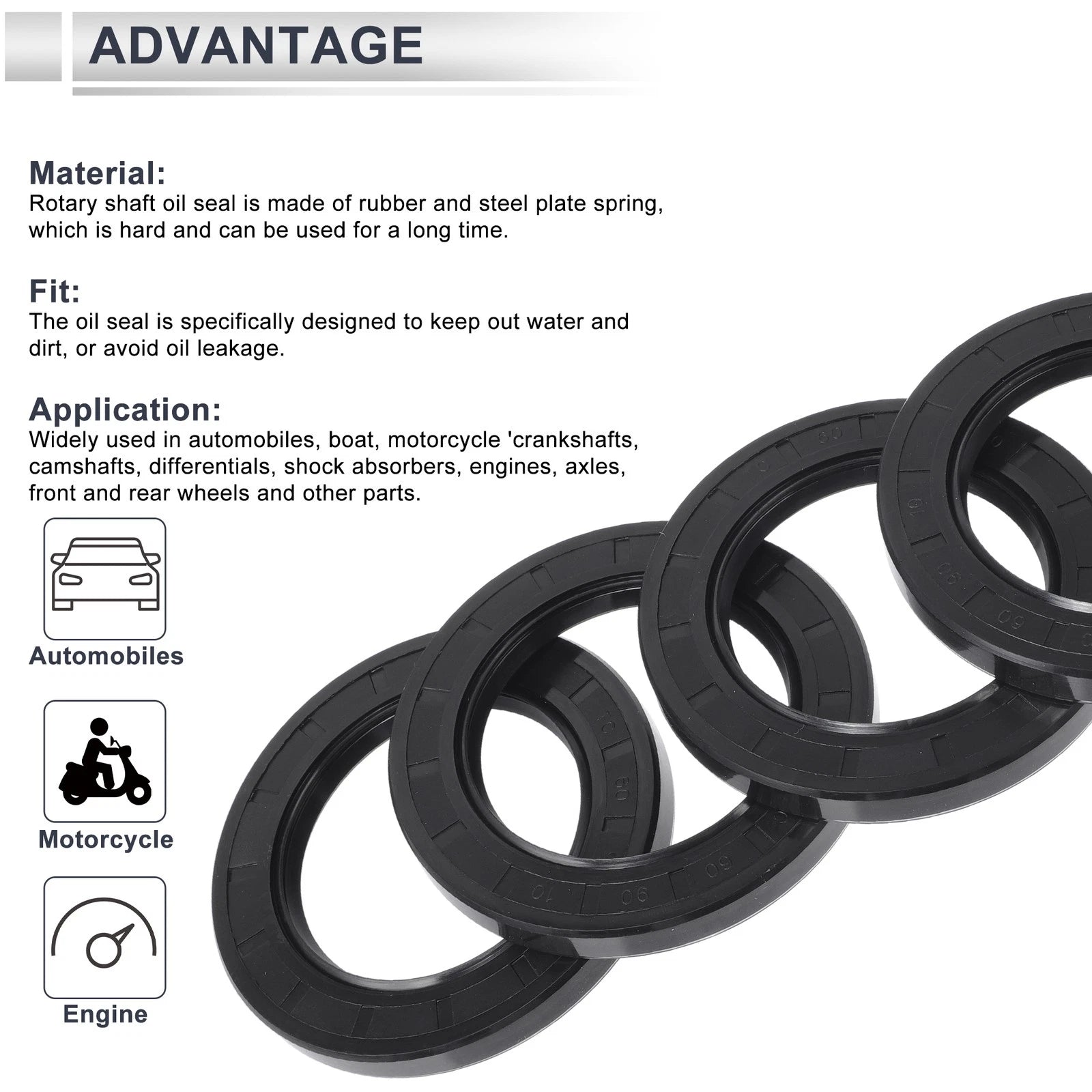 Set of 5 Oil Seal Rotary Shaft Seal NBR Rubber 60x90x10mm