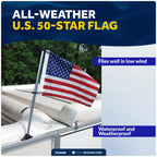 Pontoon Flag Pole Socket with US Flag Kit for Boats (12" x 18")