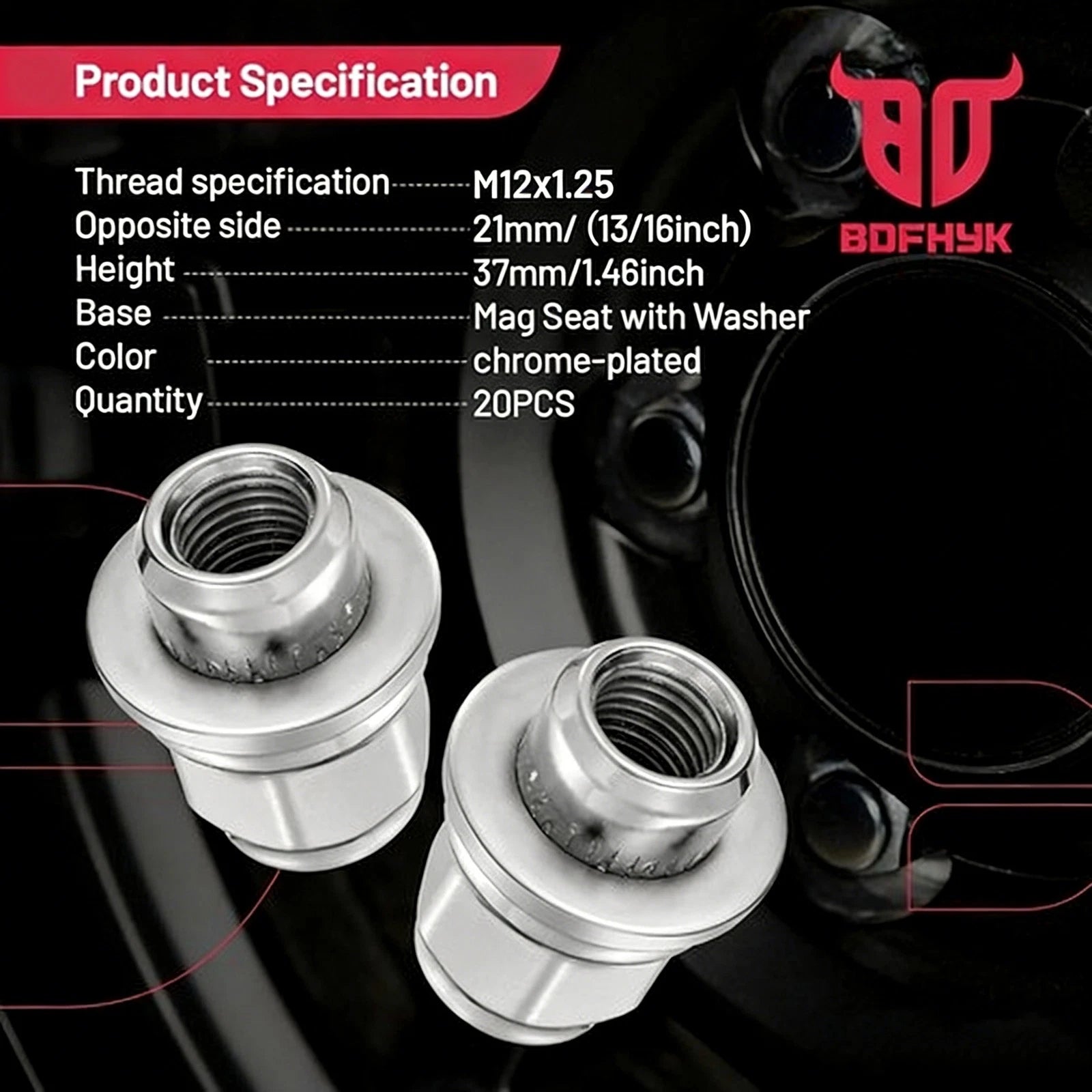 20Pc Chrome Mag Lug Nuts for Nissan Pathfinder Infiniti