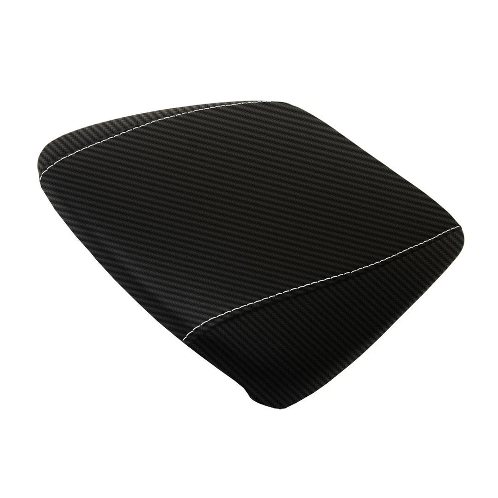 Console Armrest Cover for Acura MDX (2014–2020) Carbon Fiber White Stitch