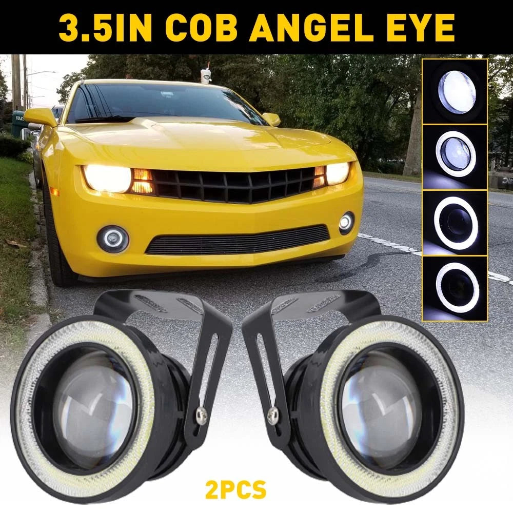 2X 3" LED COB Fog Light Projector Angel Eye Halo Ring for