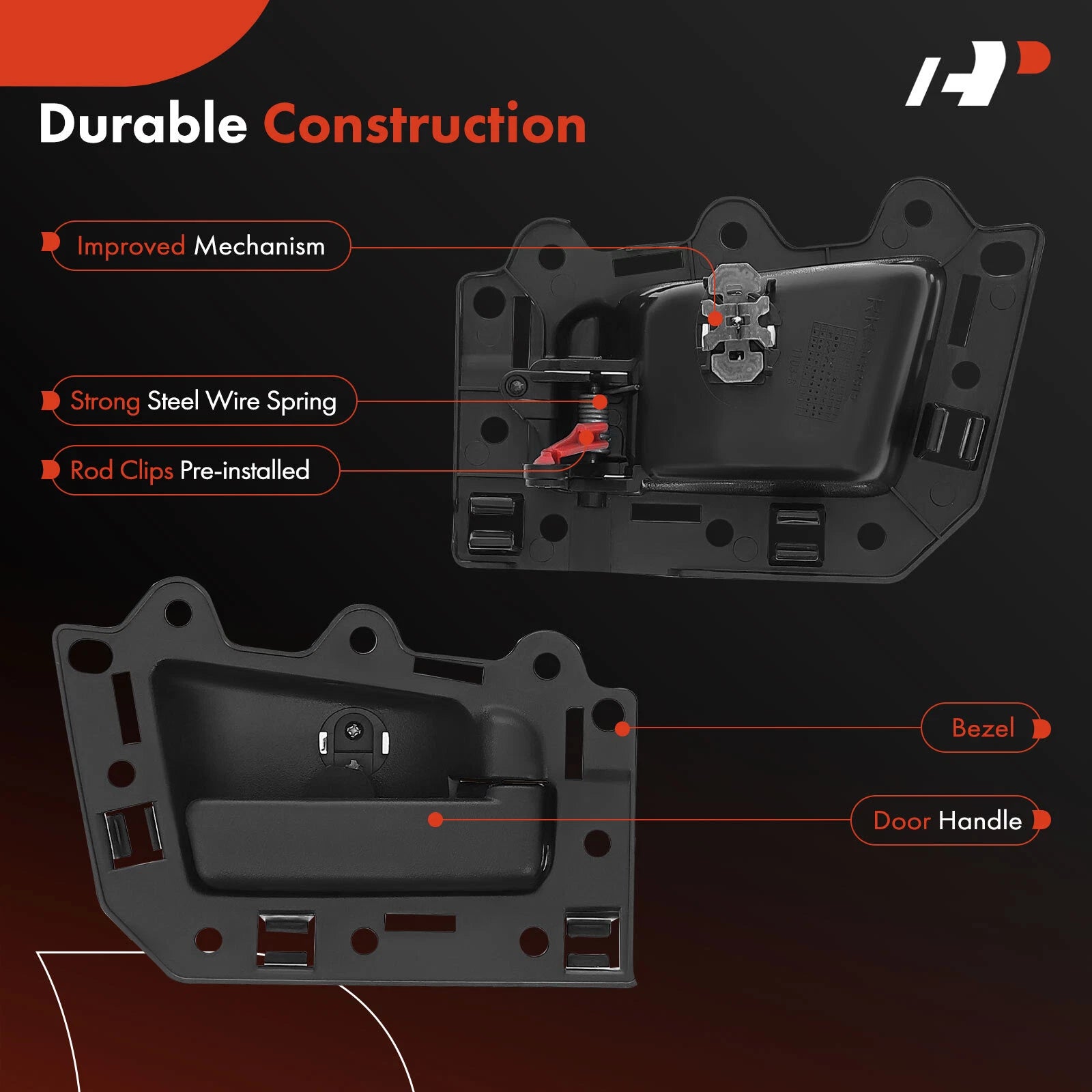 2X Rear Plastic Interior Door Handle for Jeep Grand Cherokee (2005–2011)