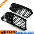 Front Honeycomb Fog Lamp Grilles Cover for Audi Q5 SQ5 (2018–2019)